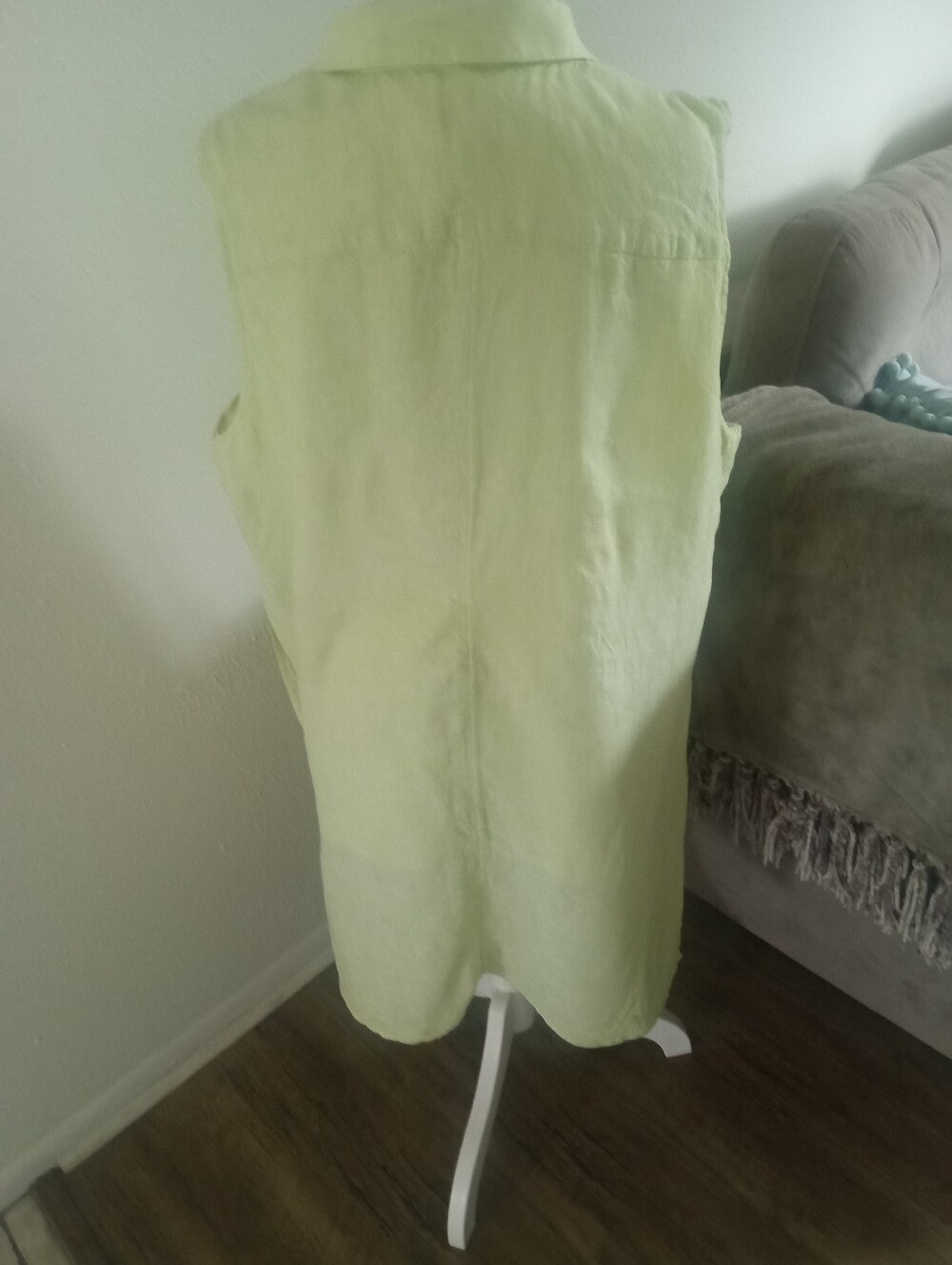 CHICO'S Linen Sleeveless Button Down Tunic Top/Dress In Lime | XL - Picture 11 of 13